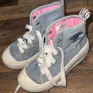 Kids High-Top Canvas Sneakers - Light Blue Denim